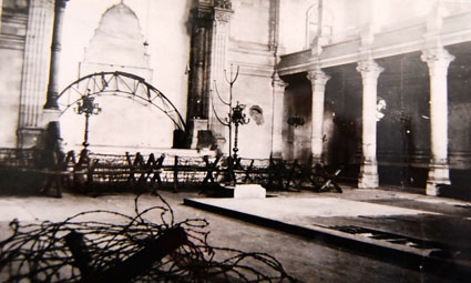 Intérieur de la synagogue de Bordeaux sous l'occupation